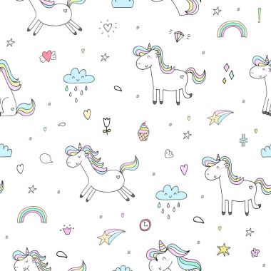 şirin unicorn üzerinde pembe bir adam. vektör desen