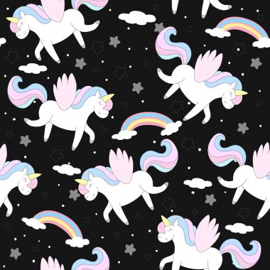 şirin tek boynuzlu at vektör desen