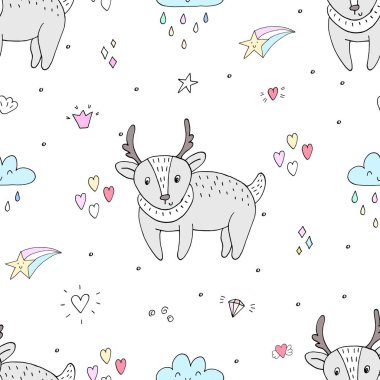 Geyik ile vektör desen. Yazdırılabilir şablonları.