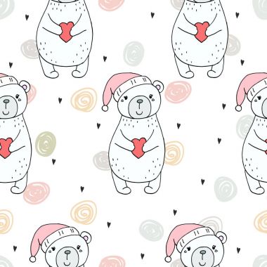 Komik ayıcığı olan hoş, pürüzsüz bir desen. vektör illüstrasyonu