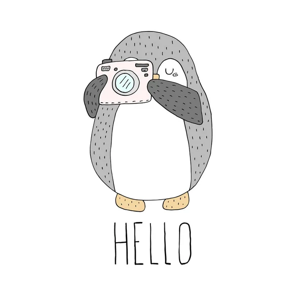 Sevimli el çizimi penguenler - Mutlu Noeller