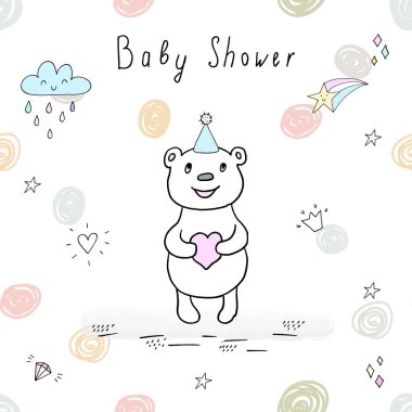 sevimli ayı ile vektör kartı. vektör yazdırma