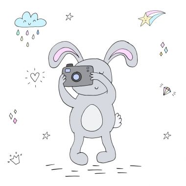 sevimli tavşan ile vektör kartı. vektör yazdırma