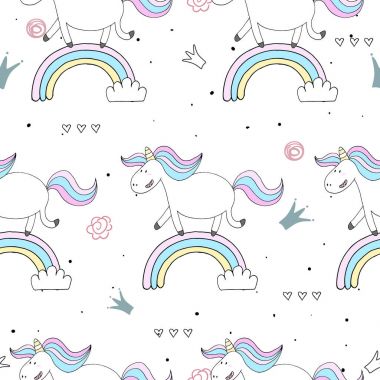 şirin tek boynuzlu at vektör desen