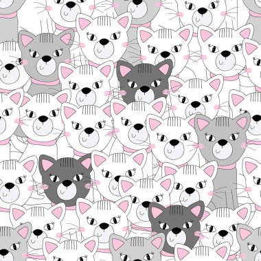 Şirin kediler renksiz desenli arka plan