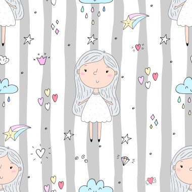 çizgi film olumlu seamless modeli ile şirin kızlar