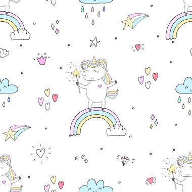 şirin tek boynuzlu at vektör desen