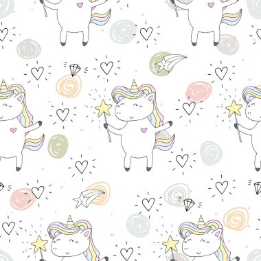 şirin tek boynuzlu at vektör desen