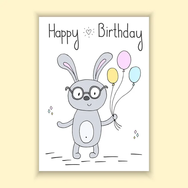 Vector card with cute bunny. vector print — Stock Vector