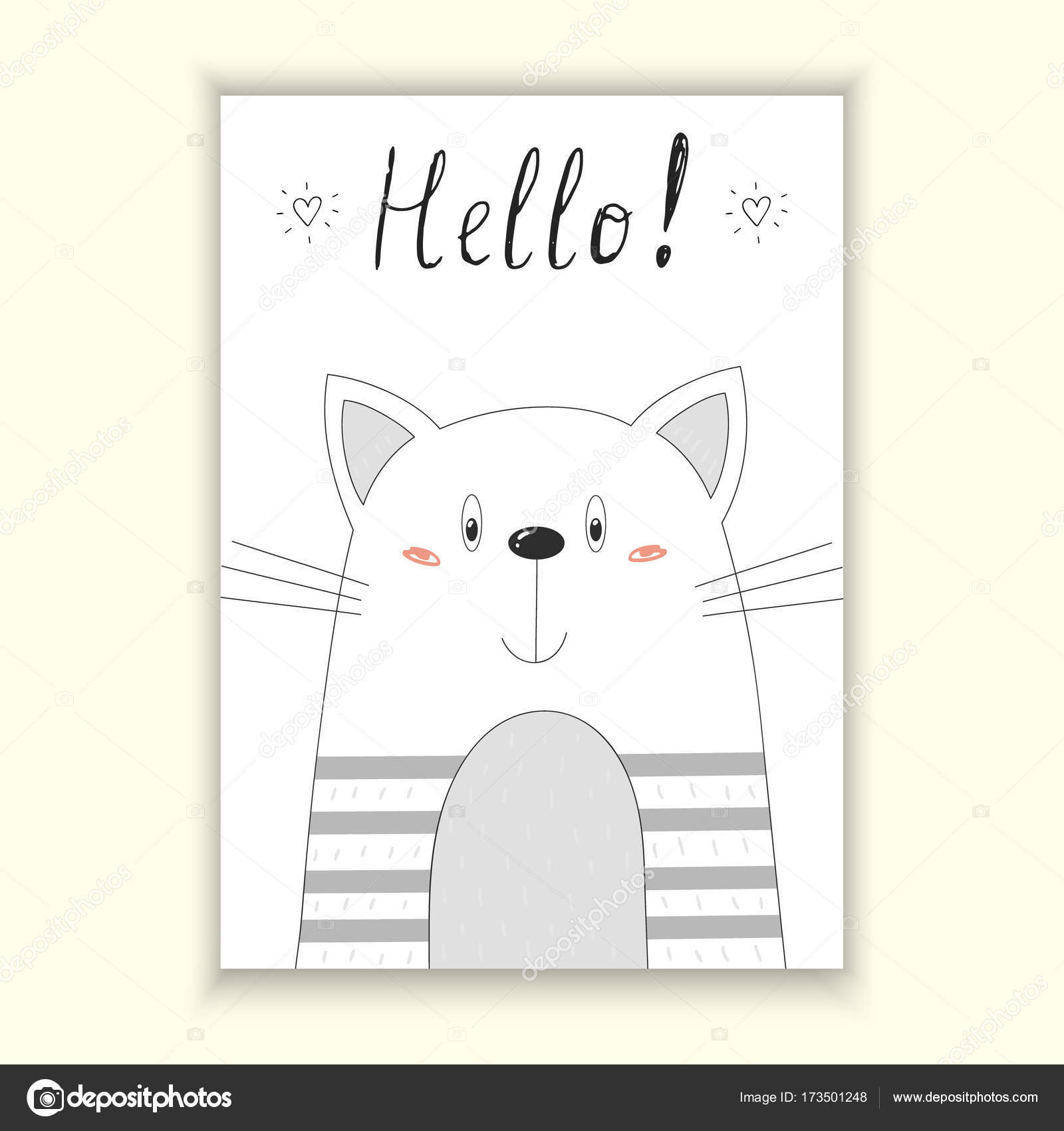 Printable amusing cat birthday playing cards Hi there card. Hand Drawn graphic regarding Cat Birthday Card Printable titled Printable humorous cat birthday playing cards Howdy card. Hand Drawn