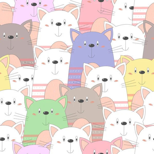 Cute koty kolorowe bezszwowe tło wzór — Wektor stockowy