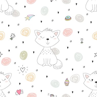 Şirin kediler renksiz desenli arka plan