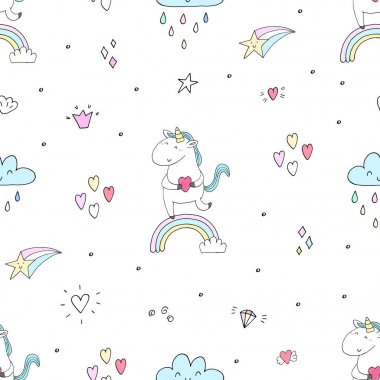 şirin tek boynuzlu at vektör desen