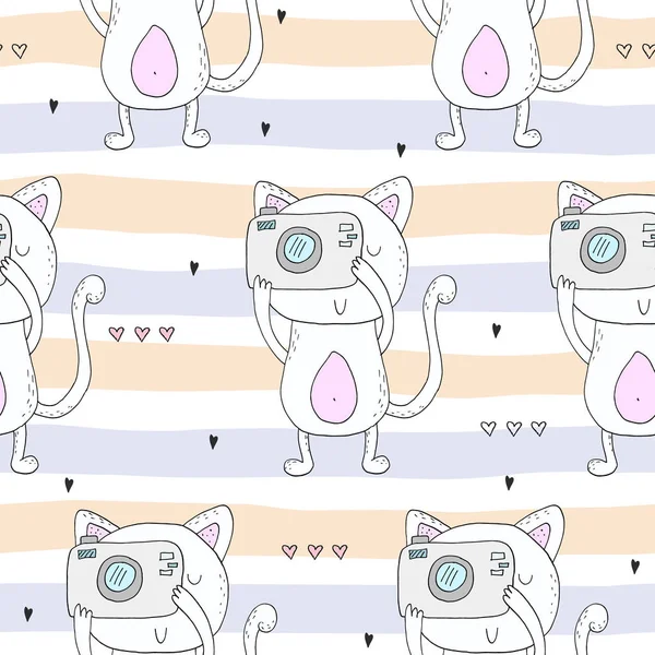 Roztomilé kočky barevné bezešvé vzor pozadí — Stockový vektor