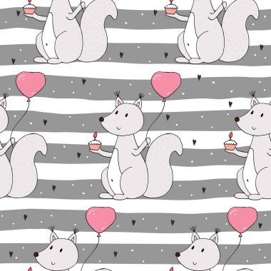 Şirin köpekle kusursuz bir desen. vektör illüstrasyonu