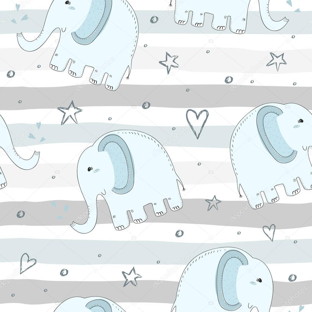 seamless elephant pattern vector illustration