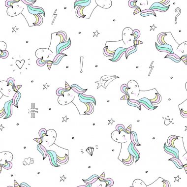 şirin tek boynuzlu at vektör desen