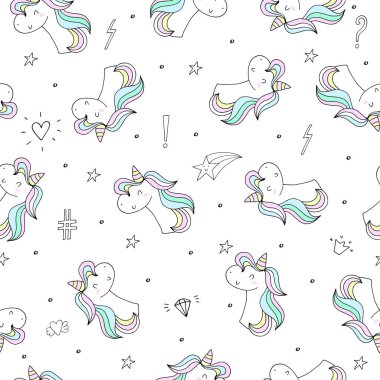 şirin tek boynuzlu at vektör desen