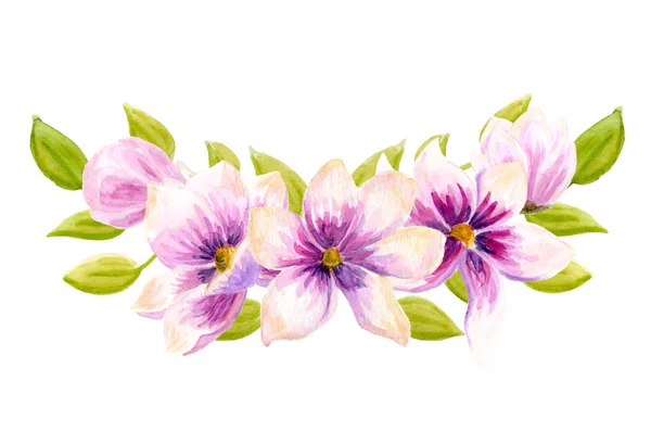 Boho aquarela buquês florais. Moldura natural boêmio aquarela: folhas, flores, isolado sobre fundo branco . — Fotografia de Stock