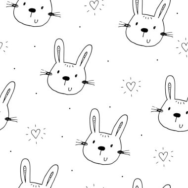 Sevimli küçük tavşan ile Seamless modeli. vektör çizim