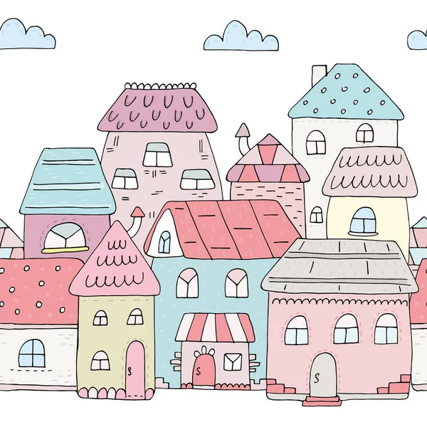 Sem costura casas coloridas padrão vetor ilustração — Vetor de Stock