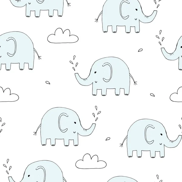 Pola mulus yang lucu dengan gajah lucu. ilustrasi vektor - Stok Vektor