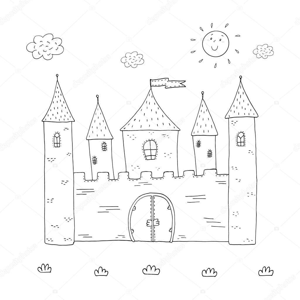 coloring book magic castle design for kids
