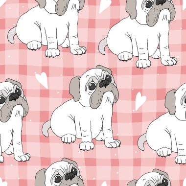 komik köpek ile Seamless modeli. Vektör çizim