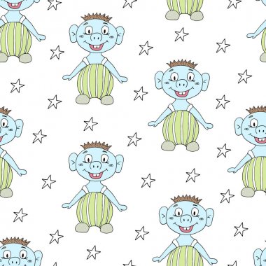 sevimli çizgi gülen canavar ile Seamless Modeli.