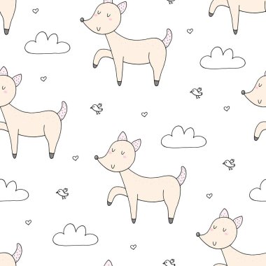 Geyik ile vektör desen. Yazdırılabilir şablonları.