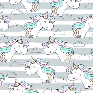 şirin tek boynuzlu at vektör desen