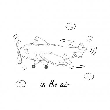 Elle çizilmiş sayfa kitap helikopter karikatür vektör çizim ile boyama için