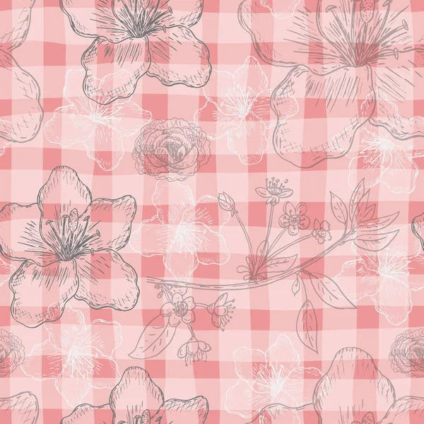 Patrón sin costuras con lindas flores vintage. fondo de vector — Vector de stock