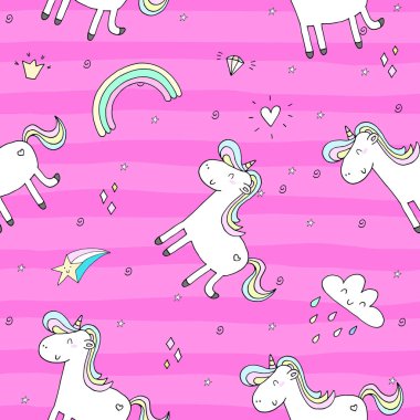 şirin unicorn üzerinde pembe bir adam. vektör desen