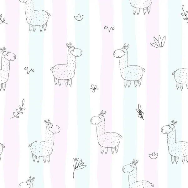Mignon motif sans couture avec lama drôle. illustration vectorielle — Image vectorielle