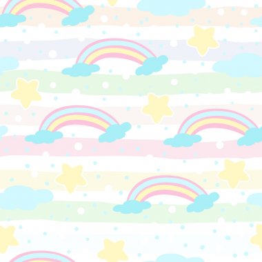 sorunsuz gökkuşağı ve bulutlar desen vektör çizim