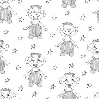 sevimli çizgi gülen canavar ile Seamless Modeli.