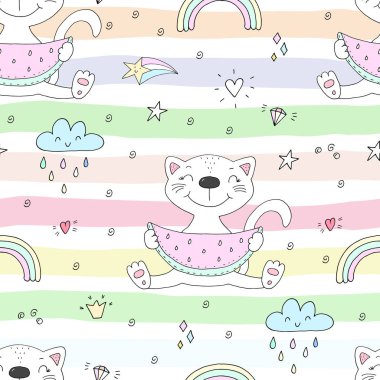 Şirin kediler renksiz desenli arka plan