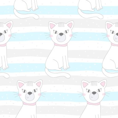 Şirin kediler renksiz desenli arka plan
