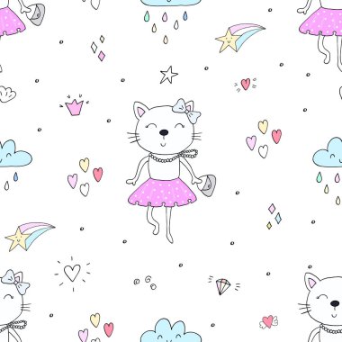 Şirin kediler renksiz desenli arka plan