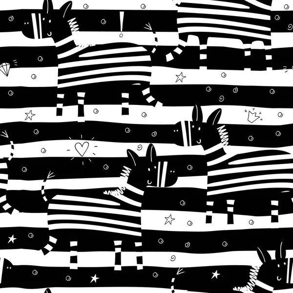 Tecknade Seamless zebramönster — Stock vektor