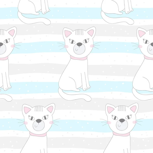 귀여운 고양이 과 동물의 다채 로운 물갈퀴없는 무늬 — 스톡 벡터