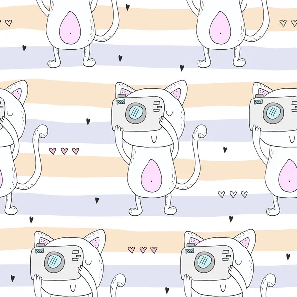 Lindo gatos colorido sin costura patrón de fondo — Vector de stock