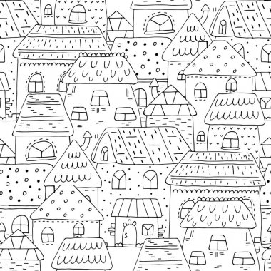 kesintisiz renkli evler desen vektör çizim