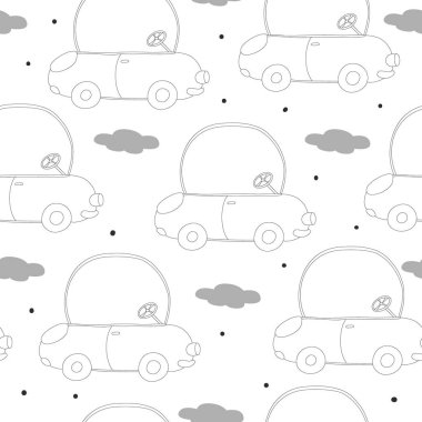 retro çizgi film araba ile Seamless modeli. vektör yazdırma.