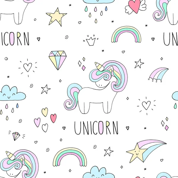 Pola vektor unicorn lucu - Stok Vektor