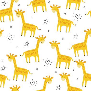 Sevimli zürafa desen baskı çocuklar için