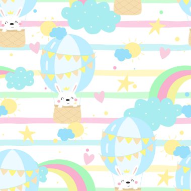 Sevimli küçük tavşan ile Seamless modeli. vektör çizim