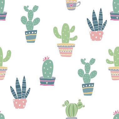 Kaktüs vektör illüstrasyonlu el çizimi örnekleri