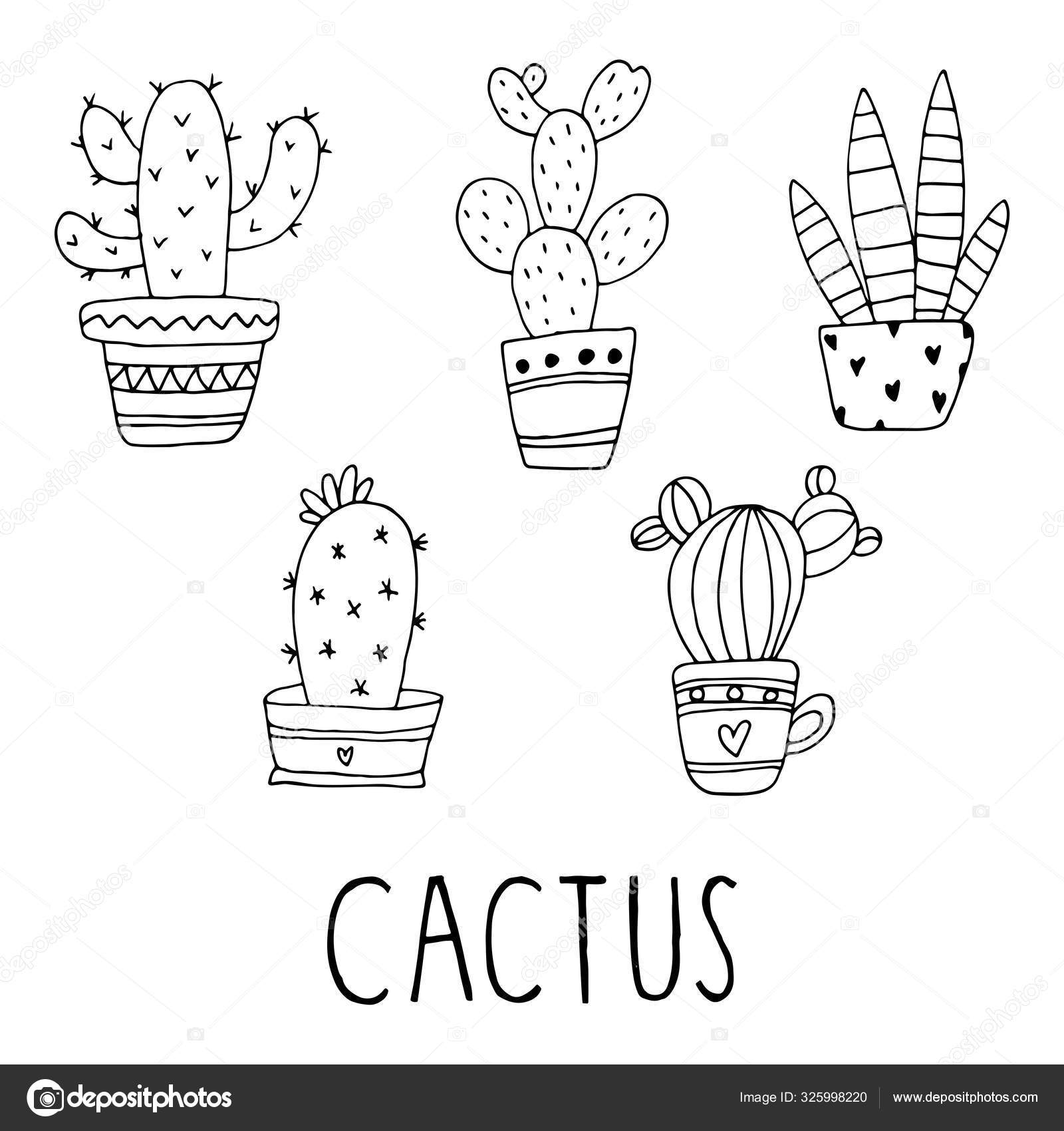 Free Vector, Hand painted cartoon cactus collection